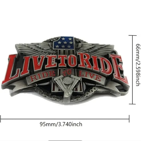 New Live To Ride Ride To Live biker belt buckle - Picture 1 of 6